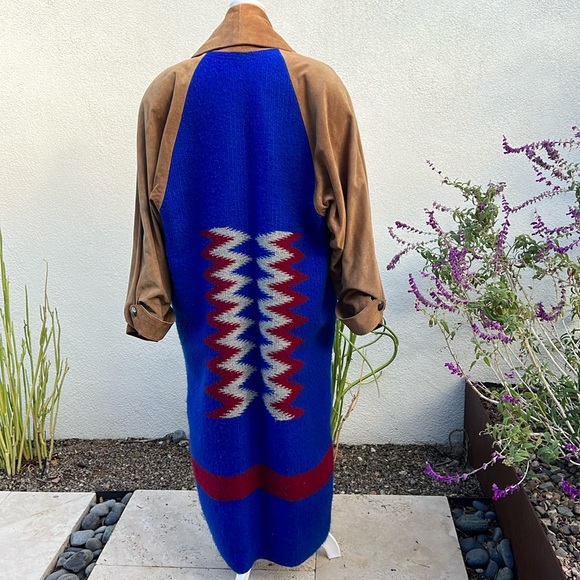 Vintage Sedona West brand Navajo blanket and suede coat - Picture 2 of 11